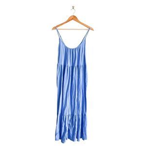 Z Supply Womens Midi Dress Lido Slub Sleeveless Pacific Blue Small